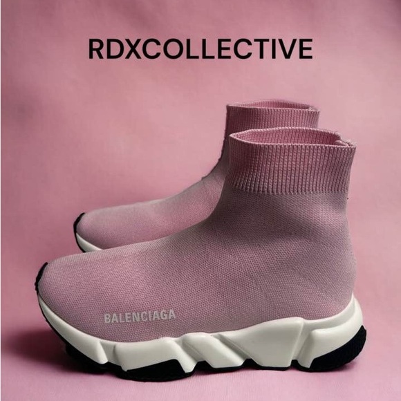 Balenciaga Speed Trainers Pink White Sneaker Women Size 6 Runner Platform - Picture 1 of 9